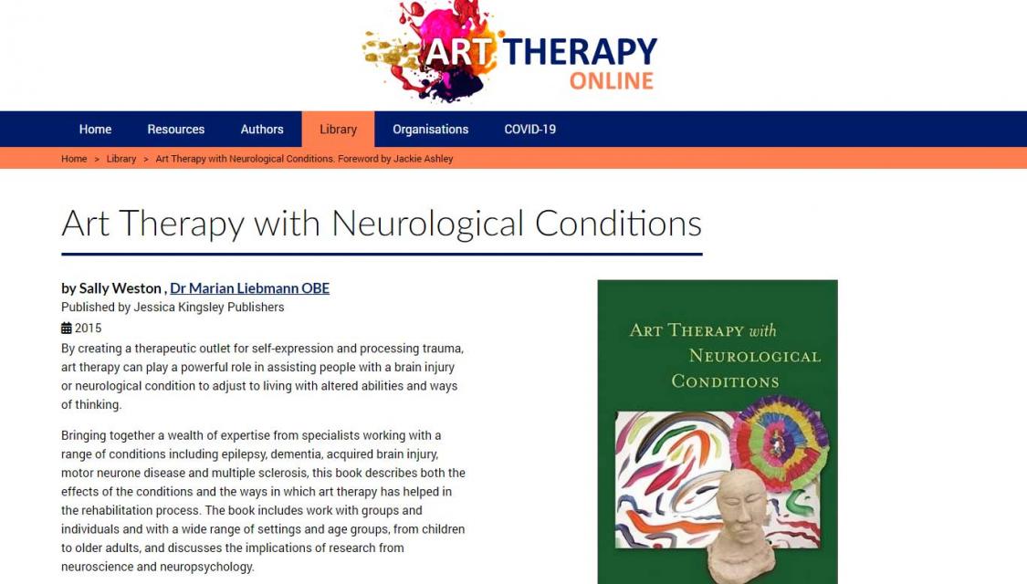 A screenshot of a book page from the Art Therapy Online website
