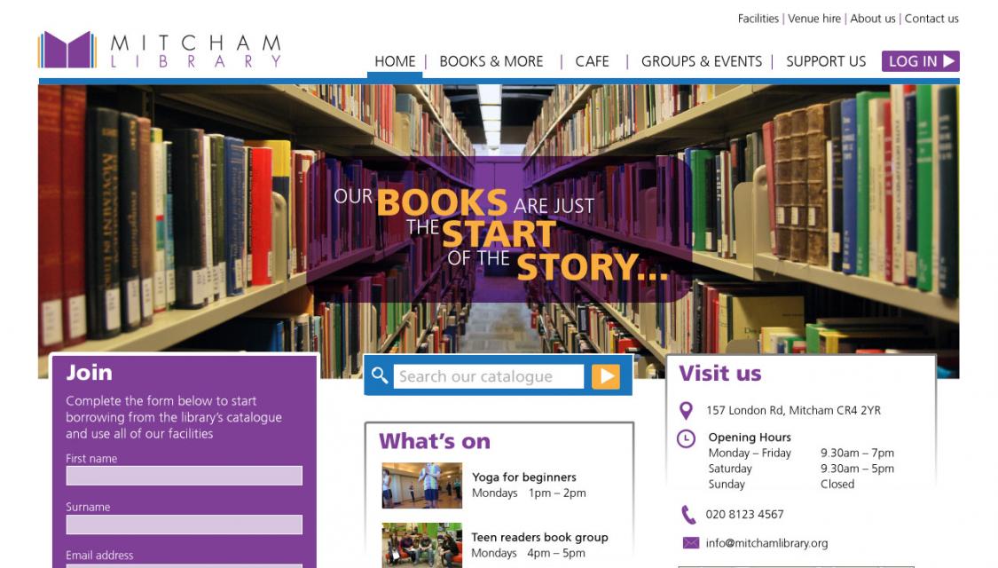 Library website screenshot