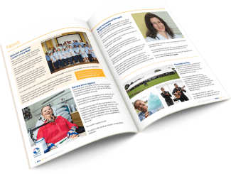 RHN News magazine inner spread design
