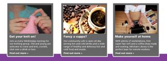 Library website homepage links