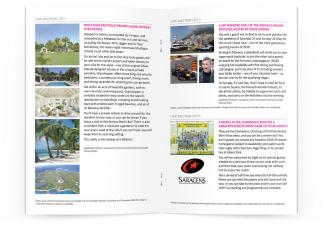 Charity auction brochure design, inner spread